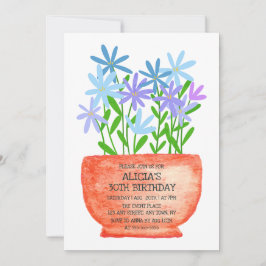 Fleur sauvage Sur Pot Botanique Invitation Anniver