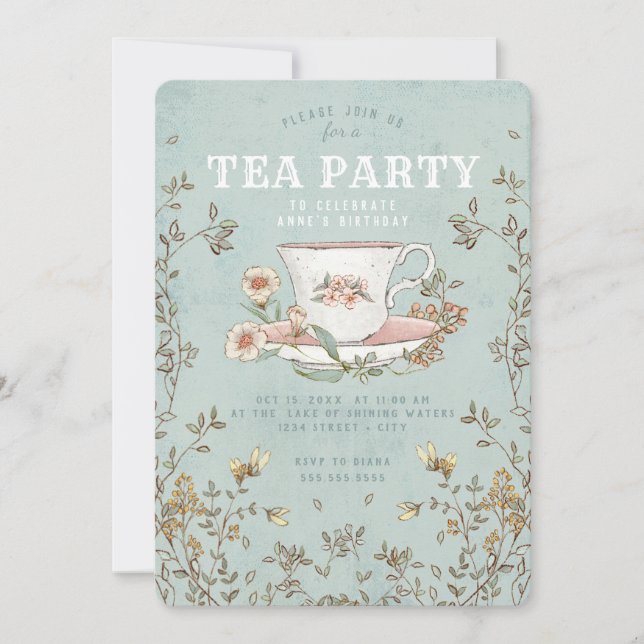 Fleur sauvage Tea Party Anniversaire Invitation (Devant)