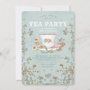 Fleur sauvage Tea Party Anniversaire Invitation