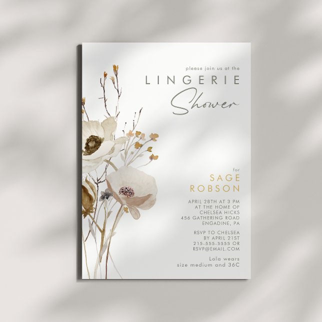 Fleur sauvage Whimsical Lingerie Douche Invitation (Créateur téléchargé)