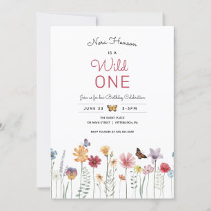 Fleur sauvage Wild One First Birthday Invitation