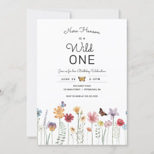 Fleur sauvage Wild One First Birthday Invitation