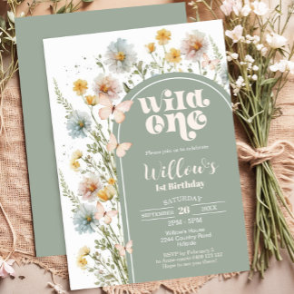 Fleur sauvage Wild Un Anniversaire Invitation Boho