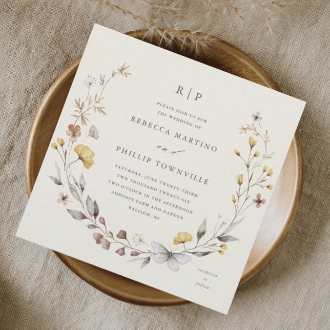 Fleur sauvage Wreath Spring Wedding Invitation (Créateur téléchargé)