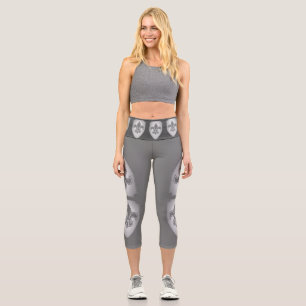 Fleur Schild Muster Frauen High-Waist Capri .. Leggings
