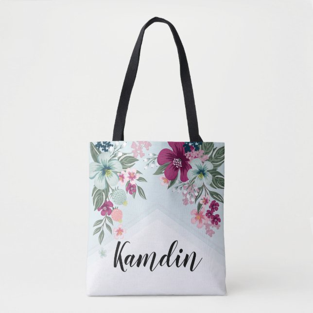 Fleur tropicale Sac fourre-tout personnalisée sur  (Devant)