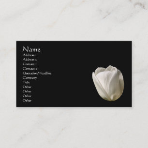 Fleur Tulipe Blanche Sur Carte de visite Noir