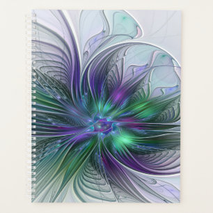 Fleur verte abstraite moderne fractale violette