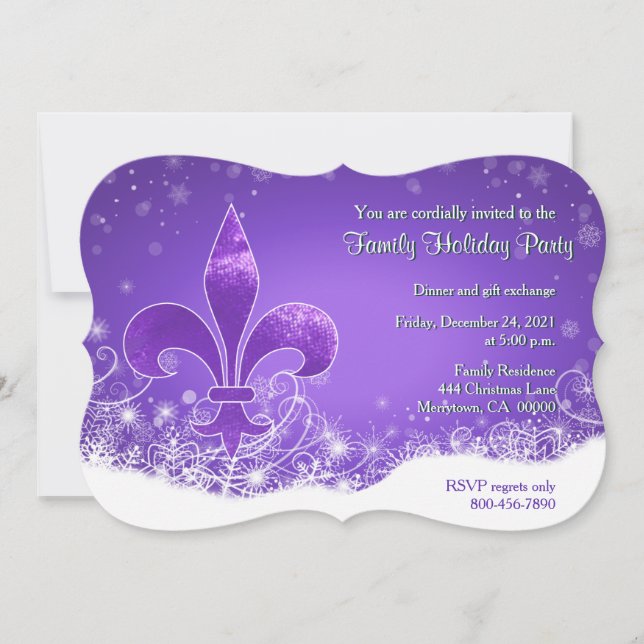 Fleur violet et Fleur de neige Invitation de vacan (Devant)