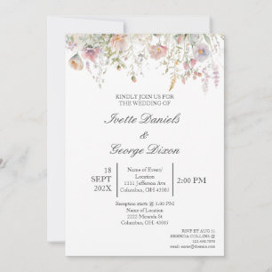 Fleur violette sauvage faire-part de mariage