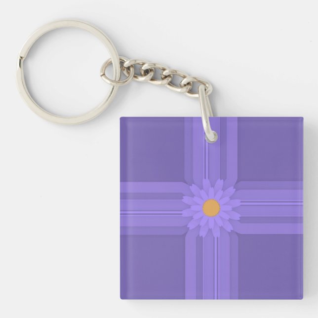 Fleur Violette Simple sur Croix Moderne (Devant)