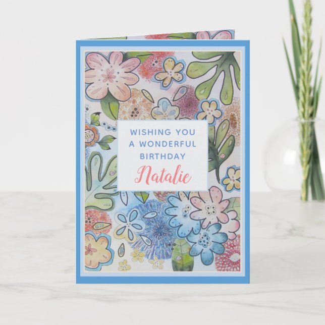 Fleur vive Joyeuse Bonne Carte d'Anniversaire pers (Devant)