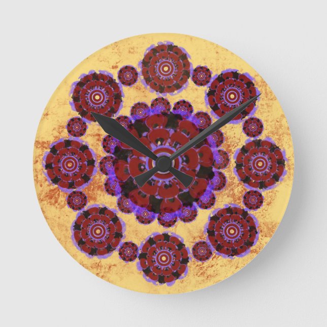 Fleuri Mandala Runde Wanduhr (Vorderseite)