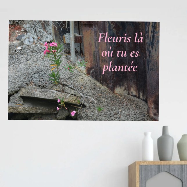 Fleuris là où tu es plantée Pink Floral Poster (Von Creator hochgeladen)