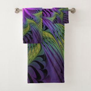 Fleuron vert violet Art Abstrait fractal moderne