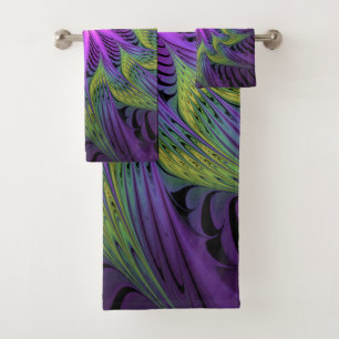 Fleuron vert violet Art Abstrait fractal moderne