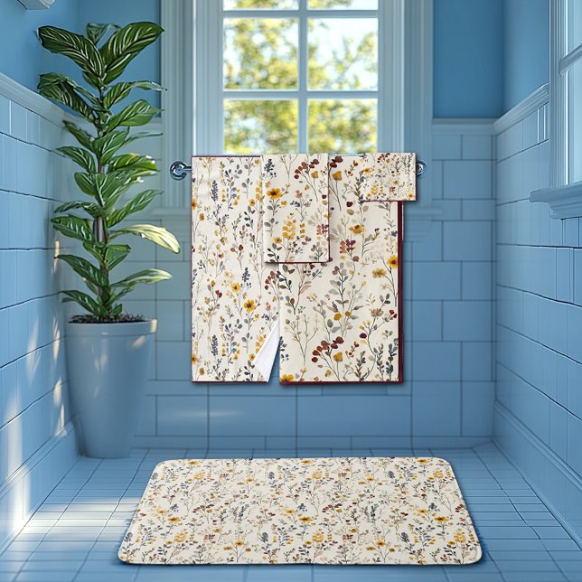 Fleurs à l'aquarelle  Bourgogne Jaune Bleu Vert (Créateur téléchargé)