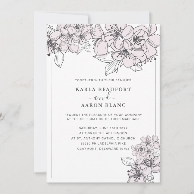 Fleurs à main vierge Invitation Mariage (Devant)