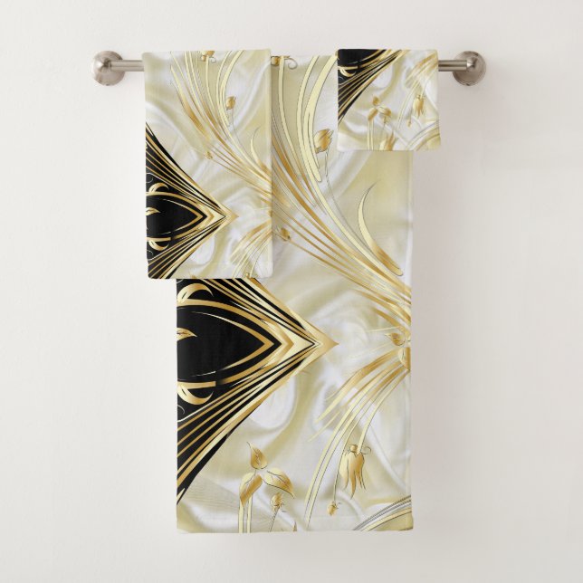 Fleurs Abstraites d'argent ou d'or sur - Silk & Ar (En situation)