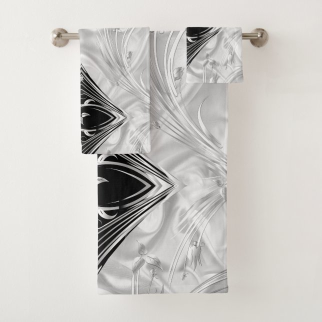 Fleurs Abstraites en argent sur soie & art (En situation)