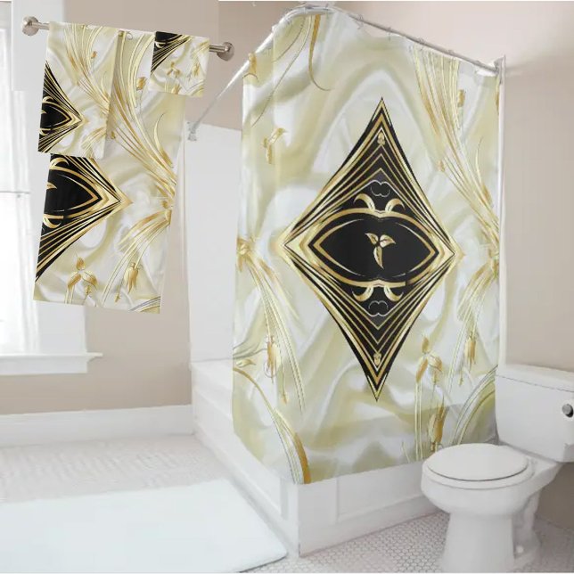 Fleurs Abstraites en argent sur soie & art (Silver and Gold abstract flowers on silk)