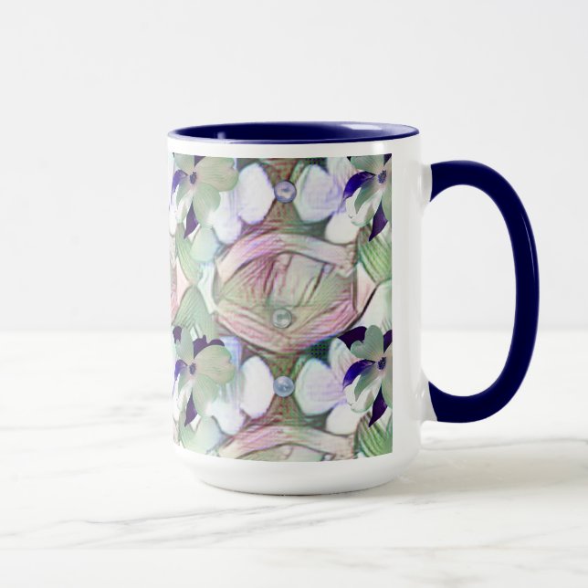 Fleurs Abstraites et perles Big Mug bleu (Droite)