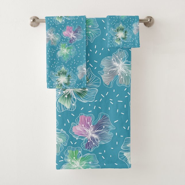 Fleurs Abstraites sur de beaux tons bleu clair (En situation)
