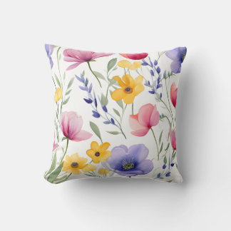 fleurs aquarelle coussin jeté