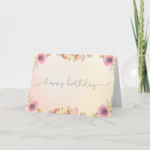 Fleurs aquarelle joyeuse carte d'anniversaire