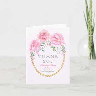 Fleurs aquarelle rose enveloppe or edding Merci