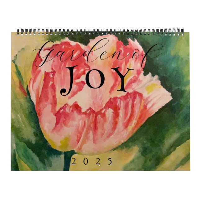 Fleurs aquarelles Deux pages Calendrier de 12 mois (Protection)