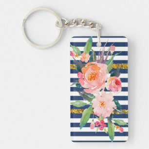 Fleurs aquarelles girly modernes chic -Rayures