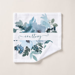 Fleurs aquarelles personnalisées bleu sarcelle et 