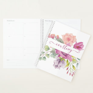 Fleurs aquarelles rose et pêche personnalisées