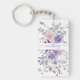 Fleurs aquarelles rose et violet personnalisées 