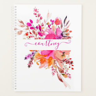 Fleurs aquarelles rose vif personnalisées  