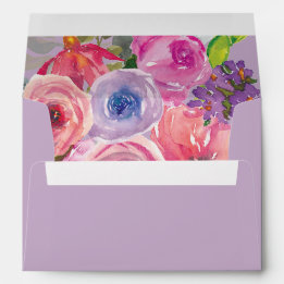 Fleurs aquarelles violettes roses 5x7