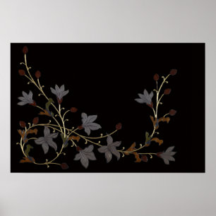 Fleurs Art Déco sur fond noir