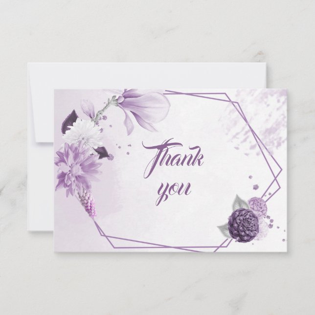 fleurs aux teintes violettes carte de remerciement (Devant)