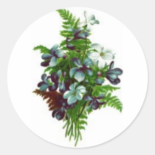fleurs avec autocollant de fougères