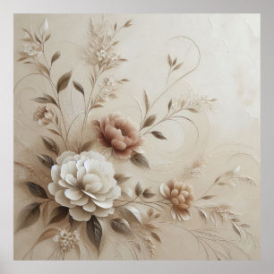 Fleurs beiges modernes 15 Poster