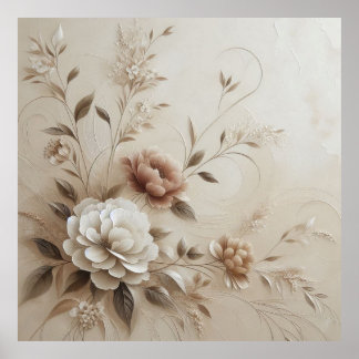 Fleurs beiges modernes 15 Poster