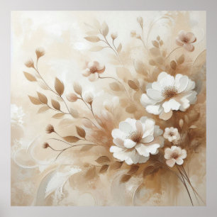 Fleurs beiges modernes 19 Poster