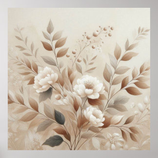 Fleurs beiges modernes 7 Poster