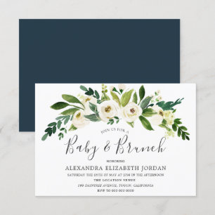 Fleurs blanches Blooming Baby & Brunch Invitation