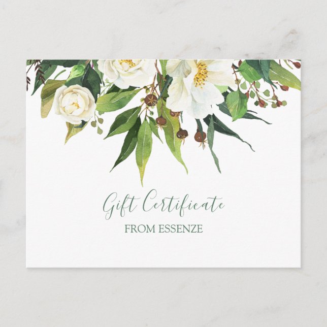 Fleurs blanches bou Certificat cadeau Design Carte (Devant)