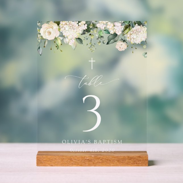 Fleurs blanches crème, Boho, Numéros de table de b (Neutre)