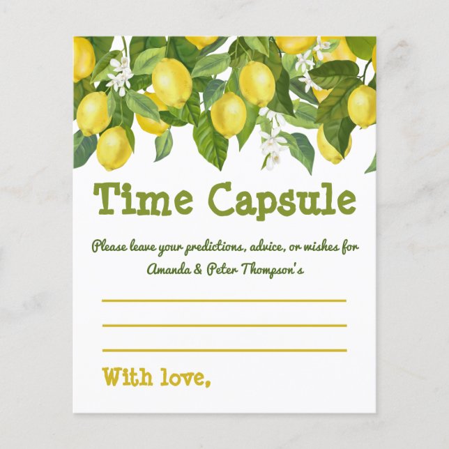 Fleurs blanches de citron jaune Carte Capsule temp (Devant)