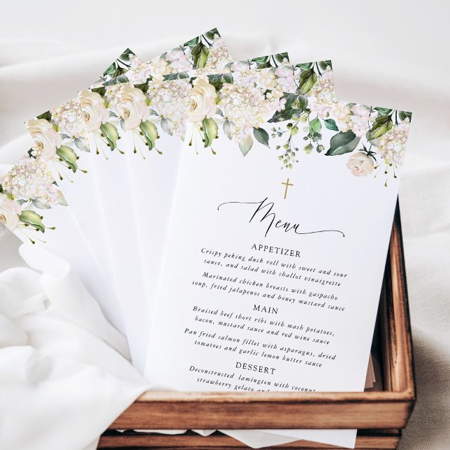 Fleurs blanches, Fleurs crème, Bohème, Menu baptêm (Créateur téléchargé)