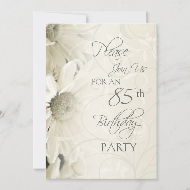Fleurs blanches Invitations du 85e anniversaire (Devant)